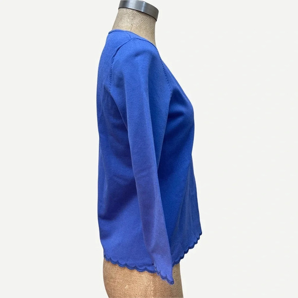 CARLISLE Blue Top with Scalloped Hem‎ M - Picture 4 of 6